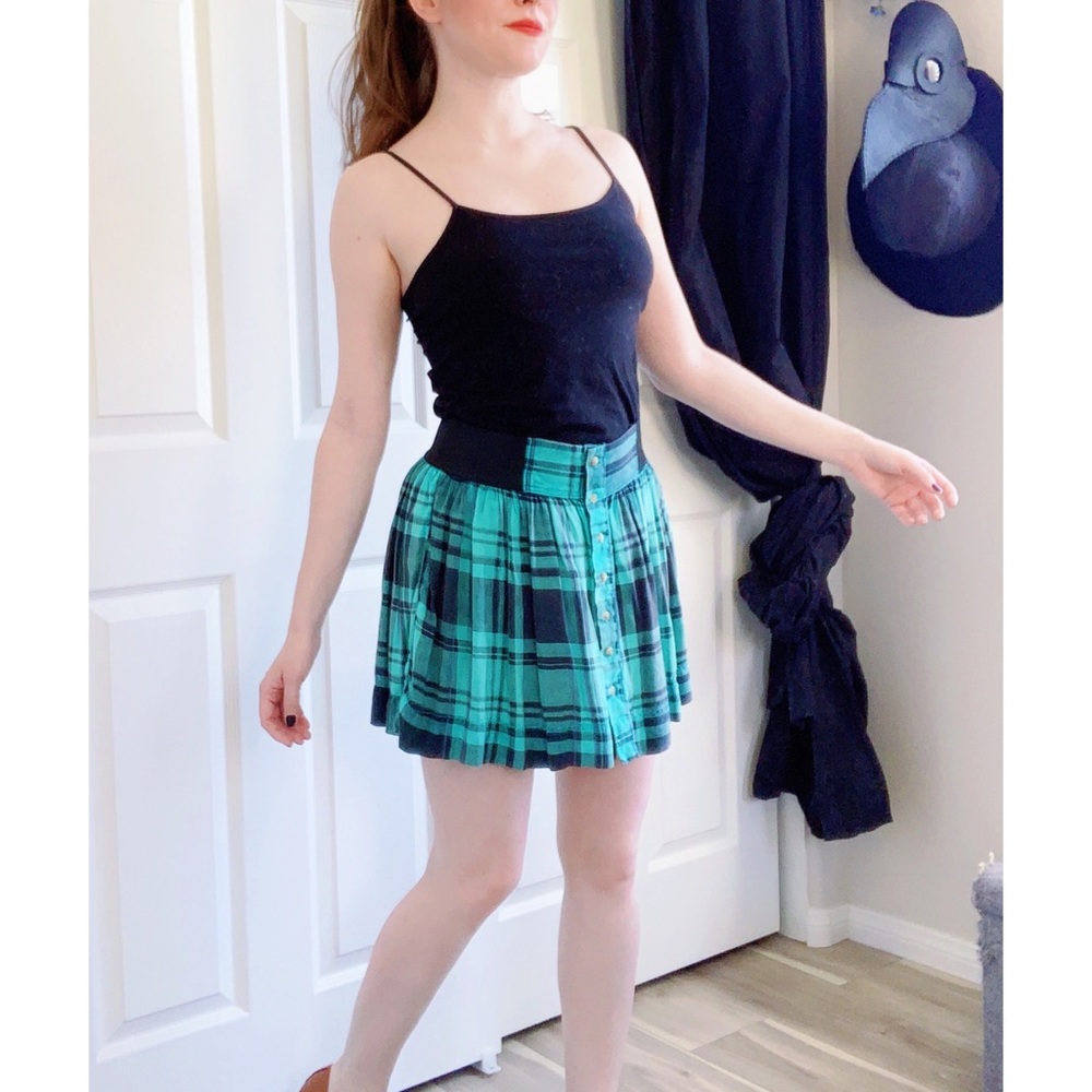 American Eagle Teal Plaid Skirt